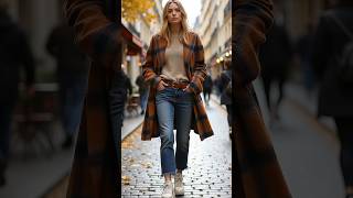 Top Trend Autumn Winter 2024 Oversized Plaid Coat amp Chunky Knits StreetStyle Fashion [upl. by Pitchford]