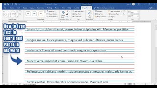 How to type text in Four lined paper in Ms word  Typing text in Four lined notebook in Ms word 2019 [upl. by Tterraj]