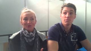 Interview with Aliona Savchenko amp Bruno Massot at Eissportzentrum Oberstdorf [upl. by Edrei]