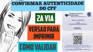 COMO CONFIRMAR A AUTENTICIDADE DO CPF BAIXADO 2a VIA short [upl. by Bathulda156]