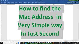 How to find the Mac Address in Very Simple way In Just Second [upl. by Neyud915]