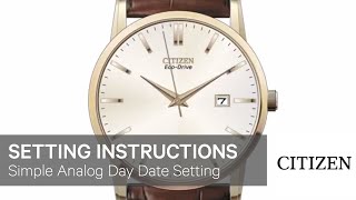 Citizen Watch Setting Instructions — Simple Analog Day Date Setting [upl. by Berthoud758]