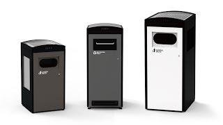 Solarpowered trash compactor bin CleanCUBE [upl. by Harlen821]