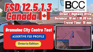 Tesla FSD Supervised v12513 Bramalea City Centre  Canada  ASSERTIVE FSD Driving Profile [upl. by Courcy]