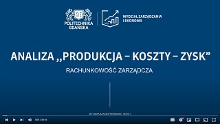 Analiza produkcjakosztyzysk Rachunkowość zarządcza [upl. by Elleinwad]