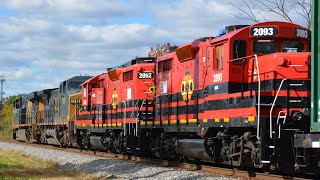 CSX M30122 with 2 Raritan Central GP20 Locomotives [upl. by Enaira206]