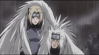 Jiraiya Orochimaru amp Tsunade vs Hanzo The Salamander  Konoha Sannins During The 3rd Great War [upl. by Fidellia987]