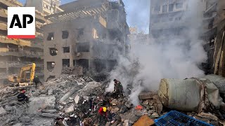 Aftermath of Israeli airstrike on central Beirut that killed at least 20 [upl. by Aivad]