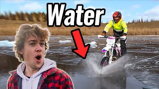 Dirt Bike Falls Through Ice [upl. by Elehcim]