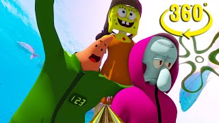 🔴VR 360° SpongeBob Square Pants Squid Word Game Roller Coaster Video [upl. by Hadden156]