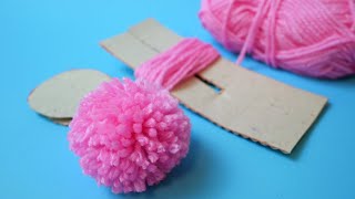 How to Make a Perfect Pom Pom  Pom Pom maker tutorial with Card Board  DIY Yarn Studio [upl. by Fanni714]