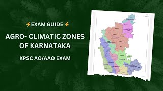 AGROCLIMATIC ZONES OF KARNATAKAHELPFUL FOR KPSC AO EXAM AND AGRICULTURE EXAMS [upl. by Salguod783]