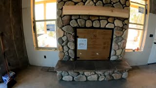 Cultured Stone Veneer Fireplace Installation Cobble Stone River Rock [upl. by Atazroglam663]