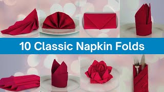 StepbyStep Guide 10 Classic Napkin Folds for Restaurants Weddings Venues and Banqueting [upl. by Ahsien]