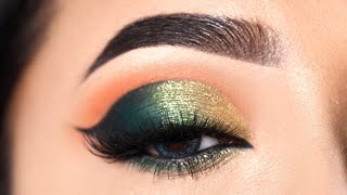 Green Golden Glitter Eye Makeup Tutorial  Simple and easy Eye Makeup Tutorial  Shilpa [upl. by Eriam]