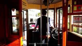 Führerstandsmitfahrt Mallorca Oldtimer Strassenbahn Stadt Soller zum Hafen Soller Mallorca Balearen [upl. by Aleafar481]