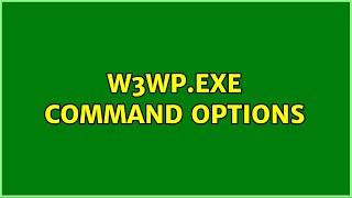 w3wpexe Command Options [upl. by Ayatal]