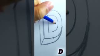 How to make 3D Letter D  Easy drawing for Kids handartpieces shorts drawing [upl. by Iniretake]