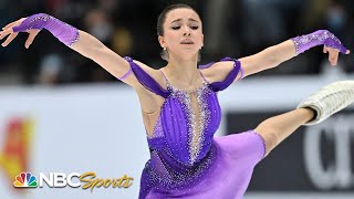 Valieva breaks her own record with incredible short program at European Championships  NBC Sports [upl. by Noman]