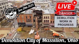 City of Massillon demolishing a pair of threestory historic downtown buildings 1292023 [upl. by Maziar]