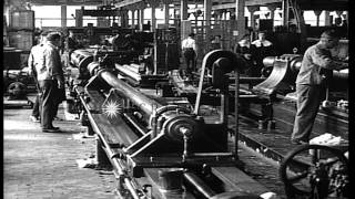 Gun barrels being made in Bethlehem Steel company plant Bethlehem PennsylvaniaHD Stock Footage [upl. by Nylauqcaj]