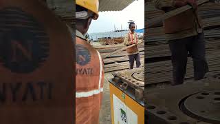 bar bending work in progress through bar bending machine construction worker [upl. by Anyahc]