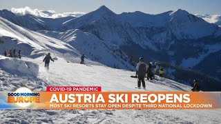 Ski resorts remain open in Austria despite third national lockdown [upl. by Eissirhc]