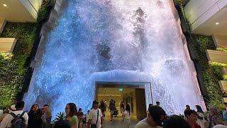 Changi Airports Revamped Terminal 2 with 4storey waterfall display A Walkthrough  Singapore [upl. by Aihsilat]