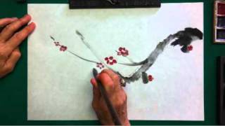 Sumi painting demonstration of plum blossom [upl. by Nonregla19]