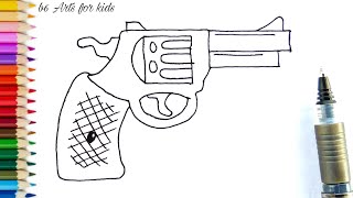 How to draw a Revolver  Revolver Gun Easy Draw Tutorial [upl. by Reviel]