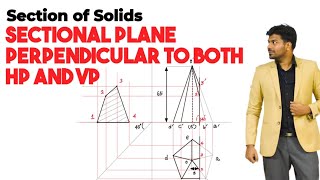 Cutting plane perpendicular to both HP amp VP  Section of solids  Engineering graphics  EG  Tamil [upl. by Birkett513]