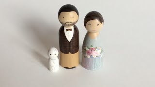 Wedding peg dolls with groom and bride [upl. by Margarette]