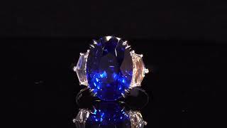 1060 carats Royal Blue Oval Sapphire amp Diamond Ring [upl. by Nolitta390]