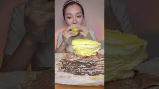 Asmr chocolate cream crepe cake [upl. by Nealy]