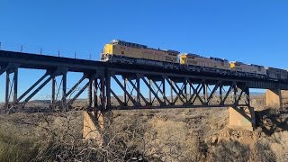 Three ex CampNW C449Ws crossing Cienega Bridge westbound 21324 [upl. by Ardeahp54]