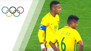 Neymar scores his first goal in Olympics 2016 with a free kick [upl. by Oiredised]