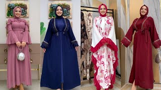 tesettür elbise abiye modelleri The Best Hijab Dresses Outfits Stylish Womens Clothing [upl. by Aerdnaeel]