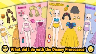 Decorate with Sticker Book Disney Princesses Snow White Belle Aurora Rapunzel [upl. by Ahsienet779]