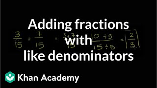 Adding fractions with like denominators  Fractions  PreAlgebra  Khan Academy [upl. by Miah]