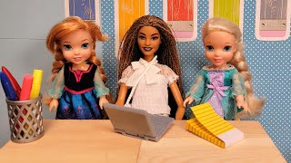 New kid in class  Elsa amp Anna toddlers  back to school 2021  Barbie is teacher  new students [upl. by Aik]