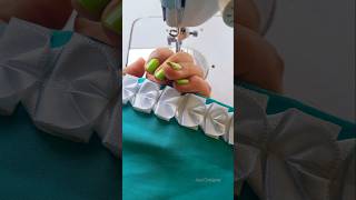 Sewing Tips And Tricks Beautifull Sleeves Design Using White Satin Ribbon On Cerulean Fabric Shorts [upl. by Dyson]