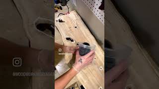 Filling these knot holes with black epoxy epoxyresin woodworking woodworker epoxyfurniture fyp [upl. by Chilton]