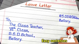 leave letter  leave letter for fever  sick leave application  leave letter to class teacher [upl. by Morty]