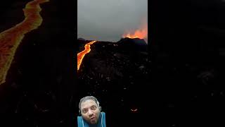 Drone VS Volcano 🌋fpvdrone iceland volcano fire youtubeshorts lava rock volcanic nature [upl. by Nisa]