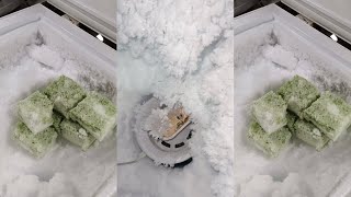 ASMR WHITE ICE EATING  FREEZER FROST SCRAPING AND EATING [upl. by Dranal]