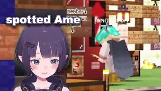 Ina stalking Ame in Minecraft 『hololiveEN』 [upl. by Synn]