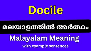 Docile meaning in MalayalamDocile മലയാളത്തിൽ അർത്ഥം [upl. by Remliw]