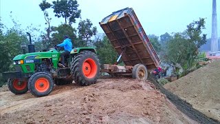 Soil Loading and Unloading Brand New Eicher 557 Tractor Amazing Working Machine of Hydraulic Matord [upl. by Nola]