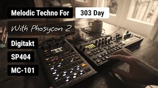 303 Day Melodic Techno With 3 X Phoscyon  Pigments  SP404  MC101  Digitakt  135BPM  4K  2024 [upl. by Kellsie]