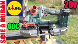 LIDL scie à ruban sans fil PARKSIDE PMBA 20Li B2 pour métaux bois plastique Bandsaw AKKUbandsäge [upl. by Alyek]